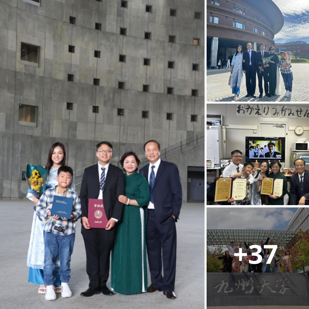 Thu Quỳnh cùng gia đình sang Nhật mừng em trai tốt nghiệp, nhận bằng Thạc sĩ