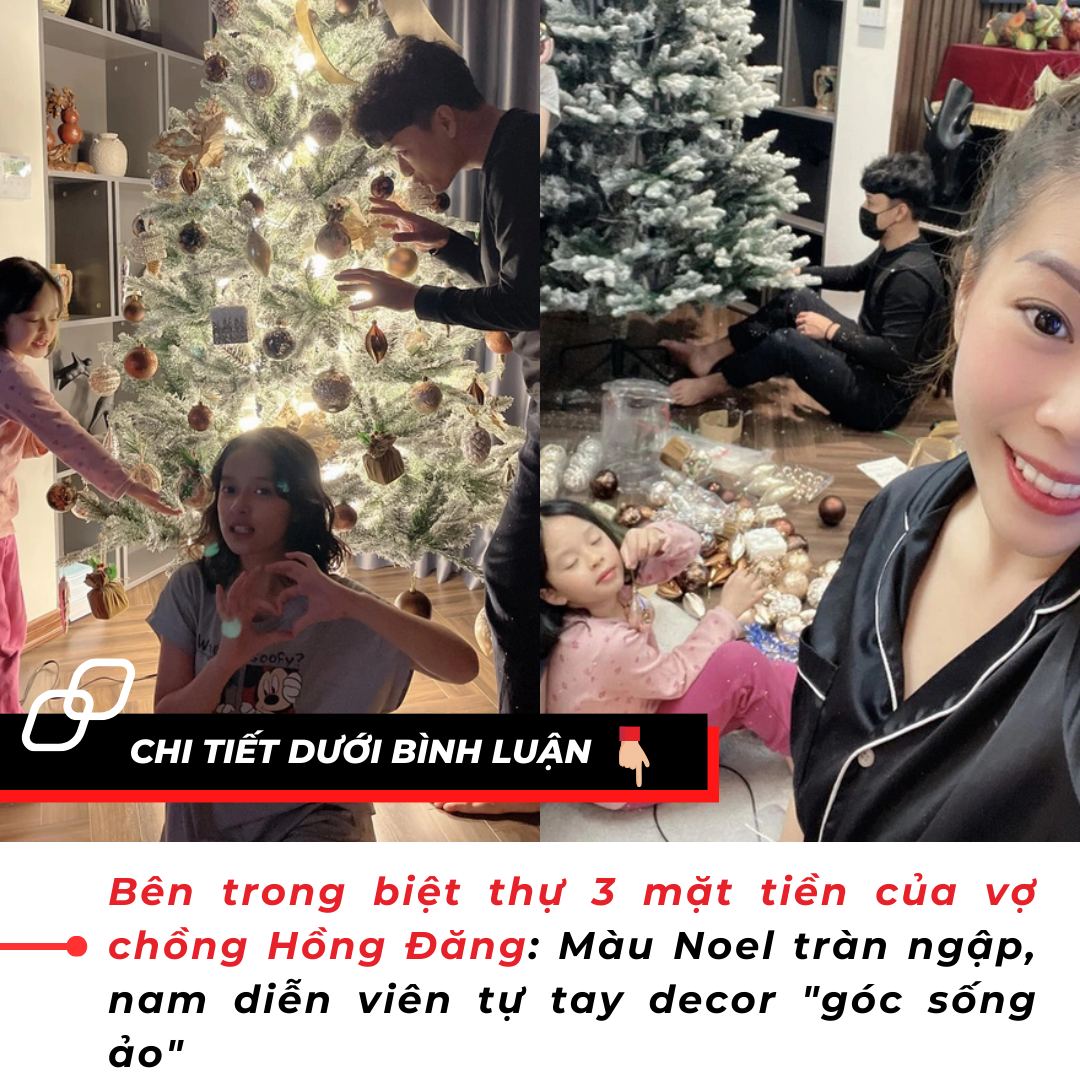 Bên trong biệt thự 3 mặt tiền của vợ chồng Hồng Đăng: Màu Noel tràn ngập, nam diễn viên tự tay decor “góc sống ảo”