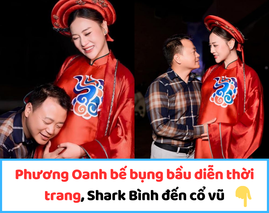 Phương Oanh bế bụng bầu diễn thời trang, Shark Bình đến cổ vũ