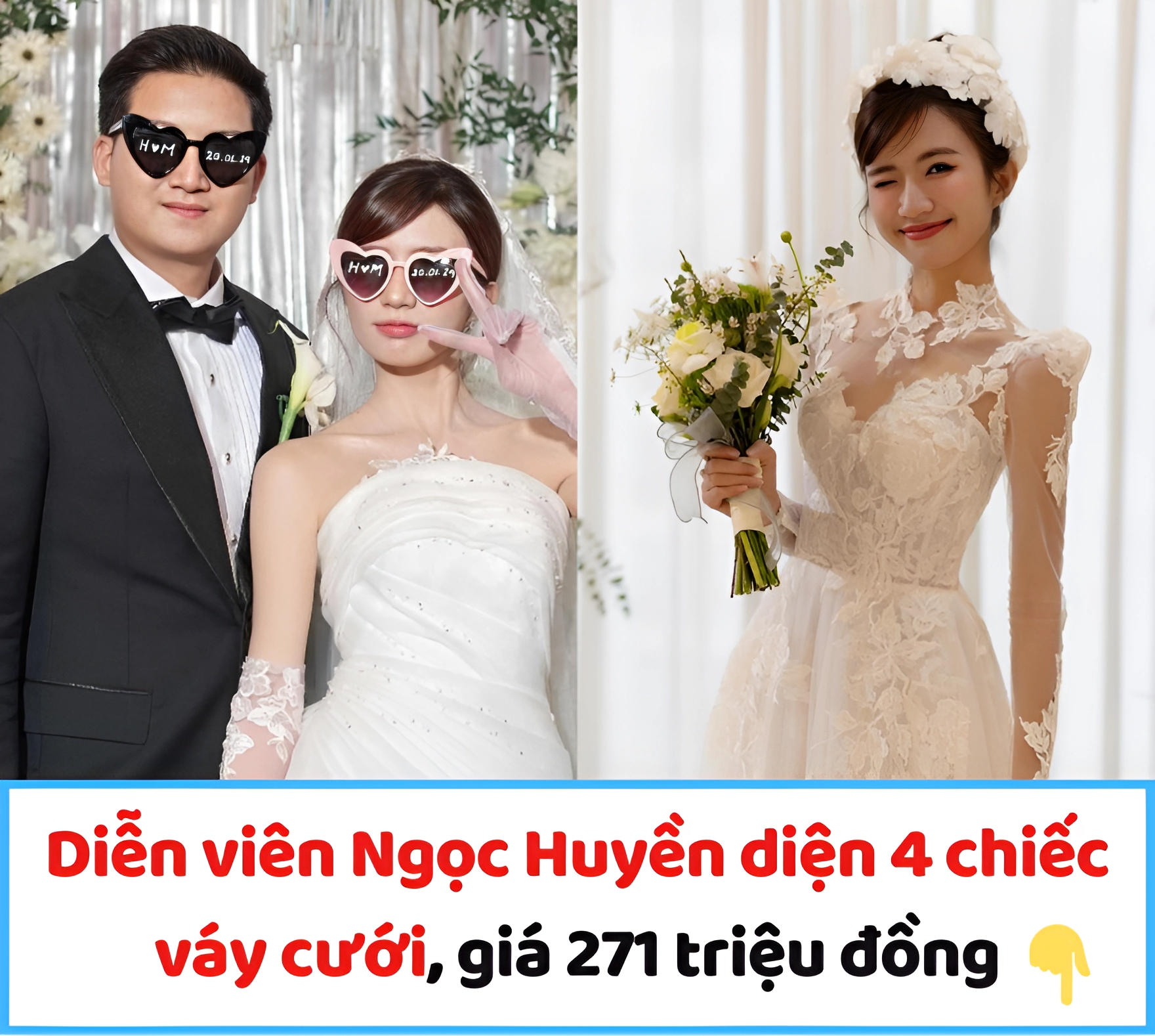 Diễn viên Ngọc Huyền diện 4 chiếc váy cưới, giá 271 triệu đồng