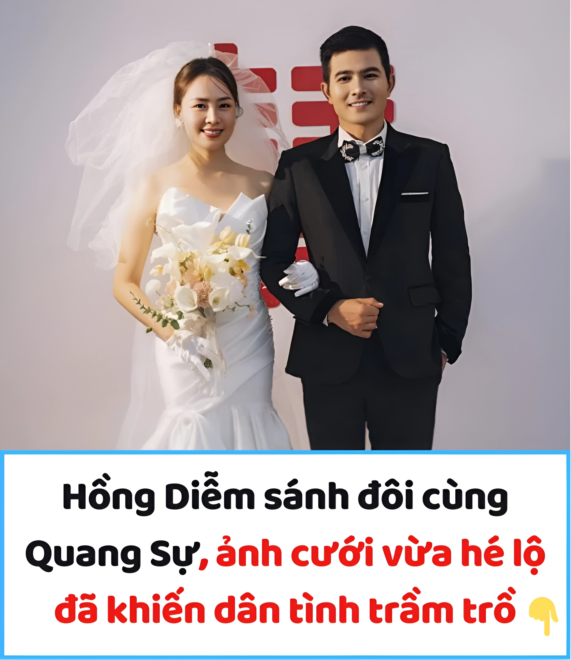 Hồng Diễm sánh đôi cùng Quang Sự, ảnh cưới vừa hé lộ đã khiến dân tình trầm trồ